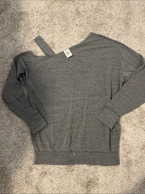 We The Free Charcoal Off-the-Shoulder Knit Top